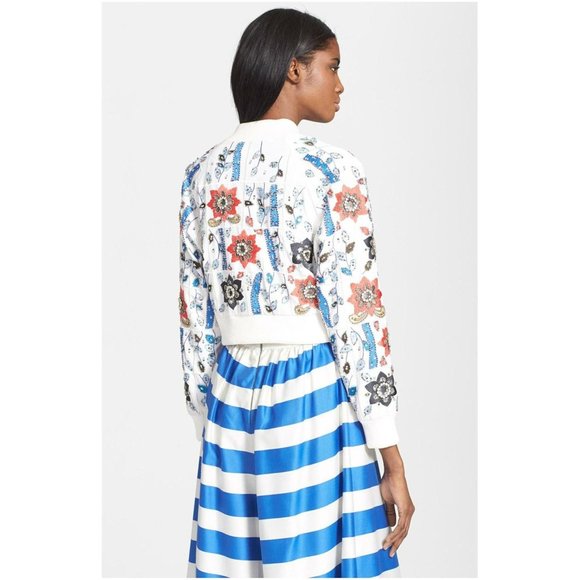 Alice + Olivia Silk Beaded Embroidered Bomber Jacket - Picture 4 of 11